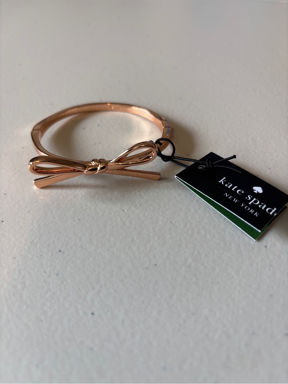 Kate Spade Rose Gold Bow Bangle Skinny Mini Bracelet Timeless Quiet Luxury - Picture 2 of 7